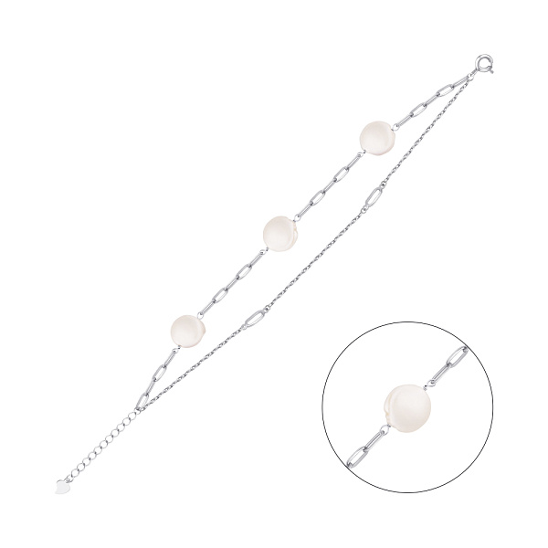 Серебряный браслет с жемчугом (арт. 7509/2186908жб) – изображение 1