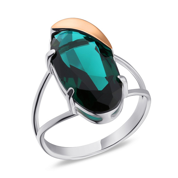 Серебряное кольцо с изумрудом (арт. 7201/313Измкп) – изображение 1