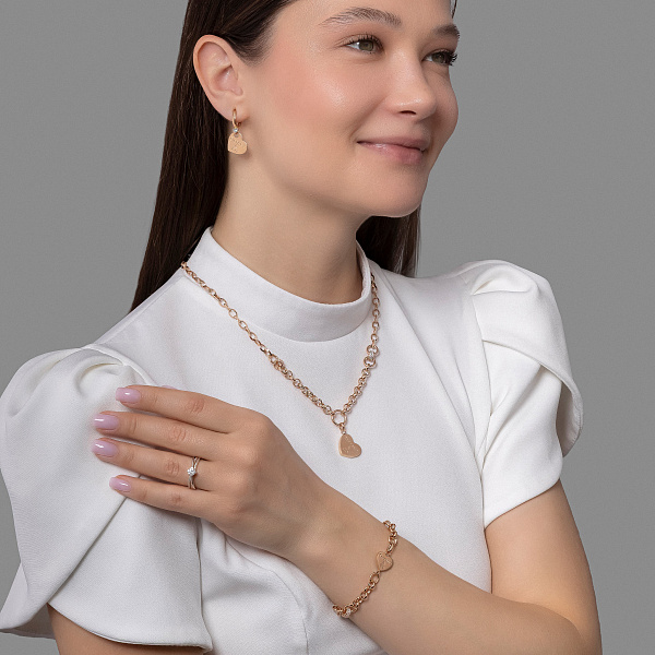 Золотые серьги подвески Сердечки с фианитами (арт. 107515) – изображение 4