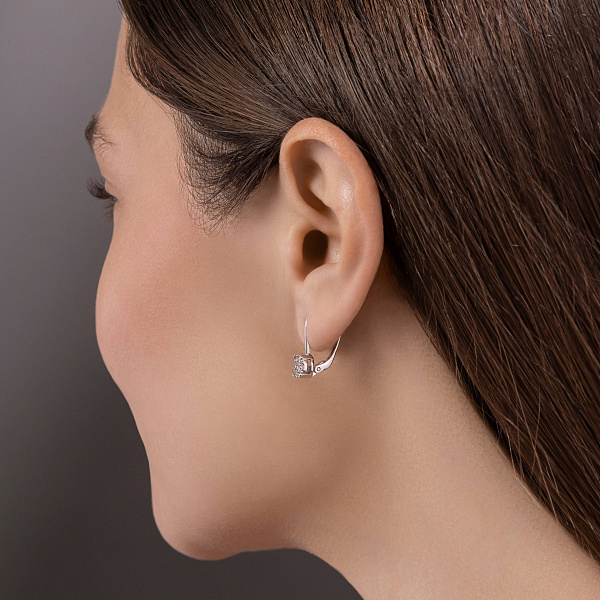 Серьги из белого золота с фианитами (арт. 110400б) – изображение 3
