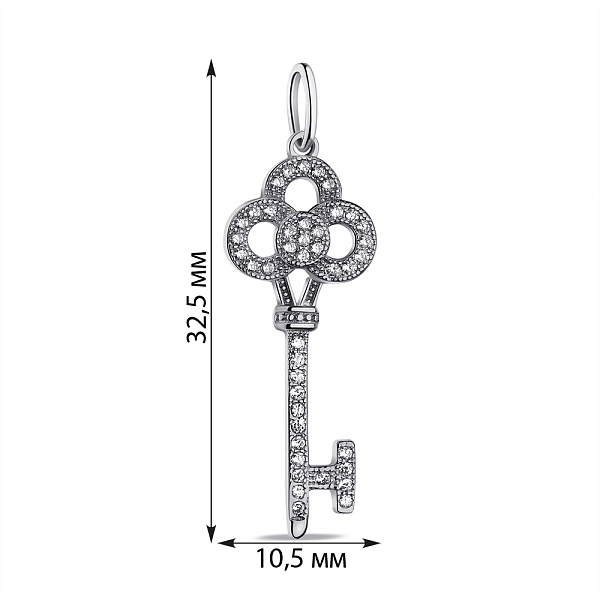 Серебряный кулон Ключ с фианитами (арт. 7503/П2Ф/177) – изображение 2