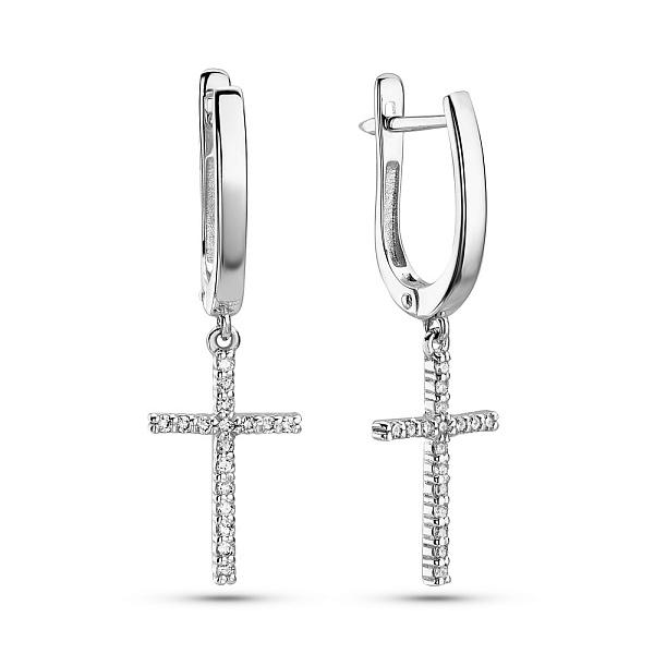Золотые сережки-подвески с бриллиантами (арт. 2111363202) – изображение 1