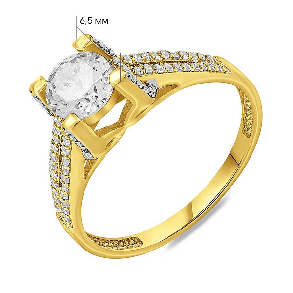 Золотое кольцо с крупным камнем (арт. 152287ж) – изображение 2