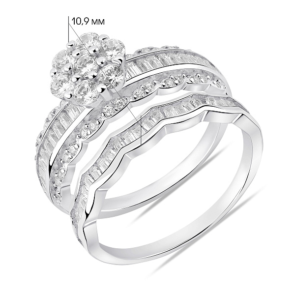 Двойное серебряное кольцо с фианитами (арт. 7501/8604) – изображение 5