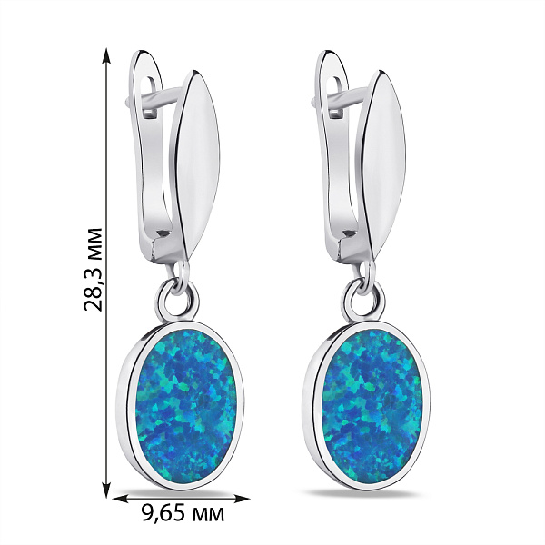 Серебряные серьги-подвески с крупным опалом (арт. 7502/3916/10Пос) – изображение 2
