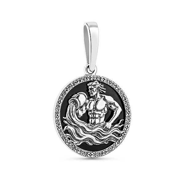 Серебряный кулон Водолей с ониксом (арт. 7903/2490овд) – изображение 1
