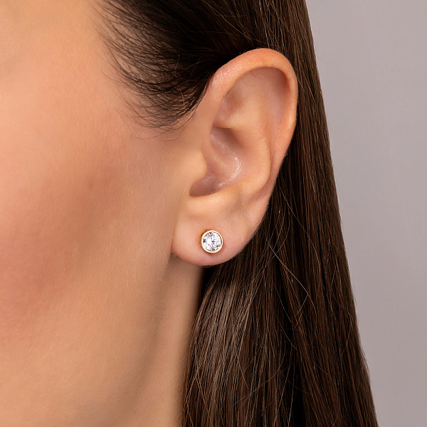 Пусеты из желтого золота с фианитами (арт. 110509ж) – изображение 2