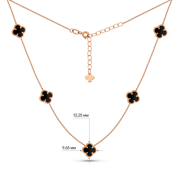 Золотое колье Клевер с ониксом (арт. 361495/8о) – изображение 5