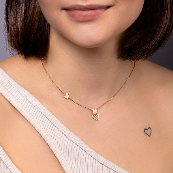 Золотое колье Бабочки (арт. 352628) – изображение 3