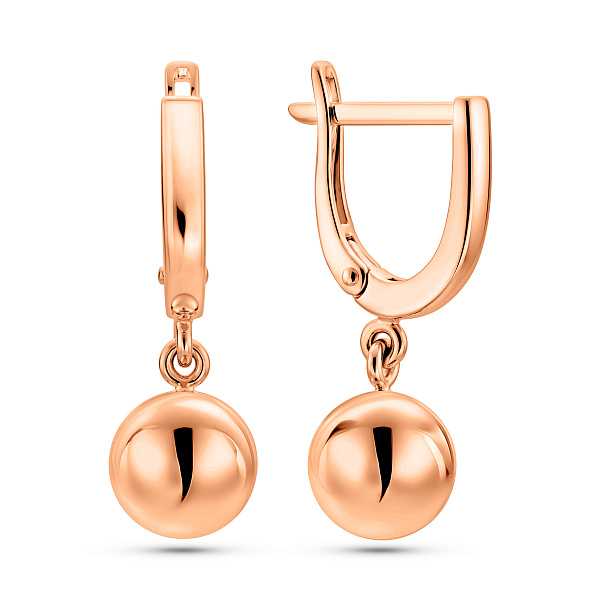 Сережки Кульки з червоного золота (арт. 110521/7) – зображення 1