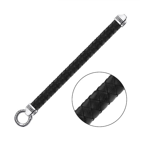 Браслет из кожи с серебряными вставками (арт. 7609/4676) – изображение 1