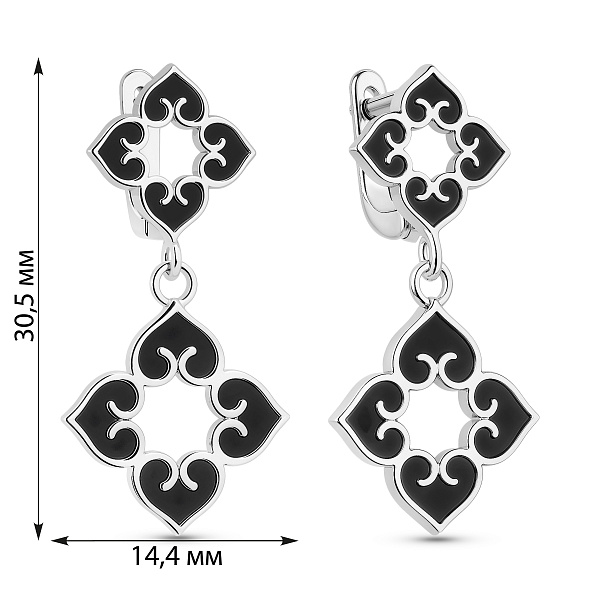 Серебряные серьги с ониксом (арт. 7502/10089о) – изображение 2