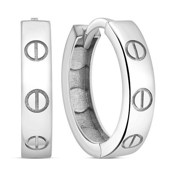 Сережки кольца из белого золота (арт. 106245/15б) – изображение 1