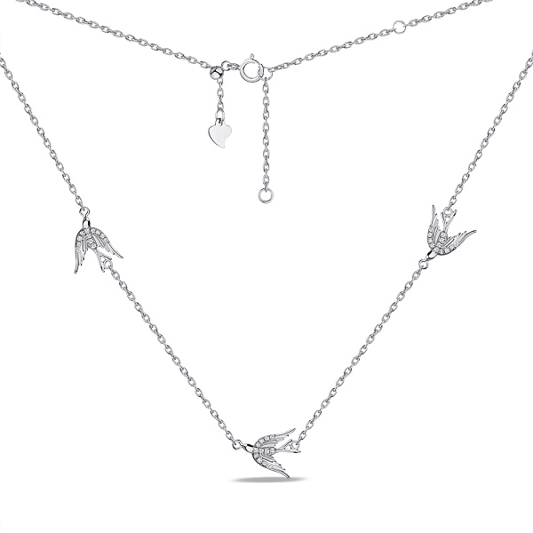 Колье из серебра Птицы с фианитами (арт. 7507/КЛ2Ф/2005Ш) – изображение 2