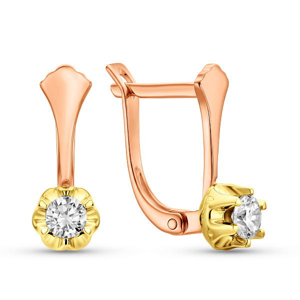 Серьги из красного золота с фианитами (арт. 106156) – изображение 1