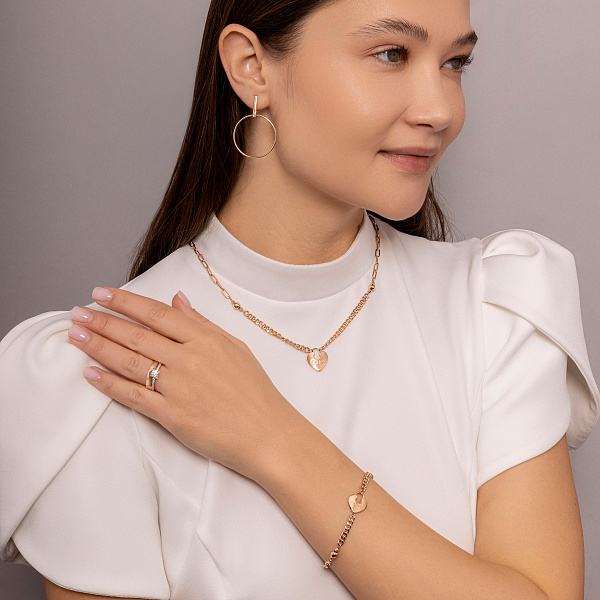 Широкое золотое колье Сердце (арт. 353038) – изображение 3