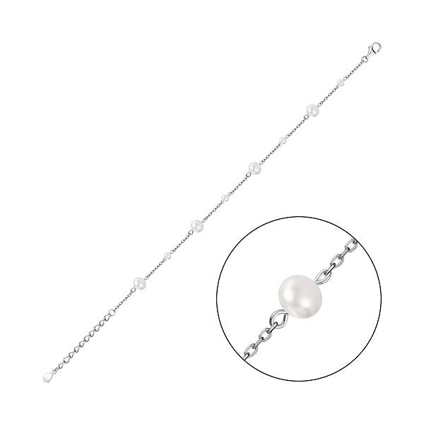 Серебряный браслет с жемчугом (арт. 7509/3972жб) – изображение 1