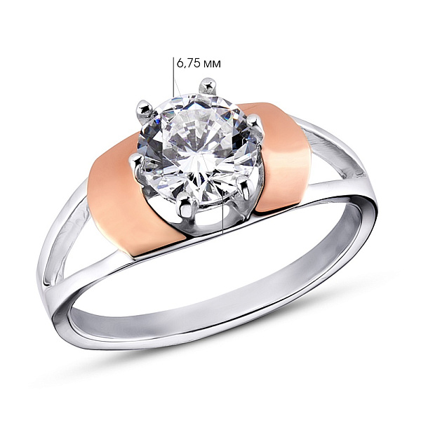 Серебряное кольцо с фианитом (арт. 7201/225кп) – изображение 2