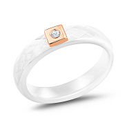 Фото Кольцо из керамики и золота с бриллиантом (арт. К011767кба)