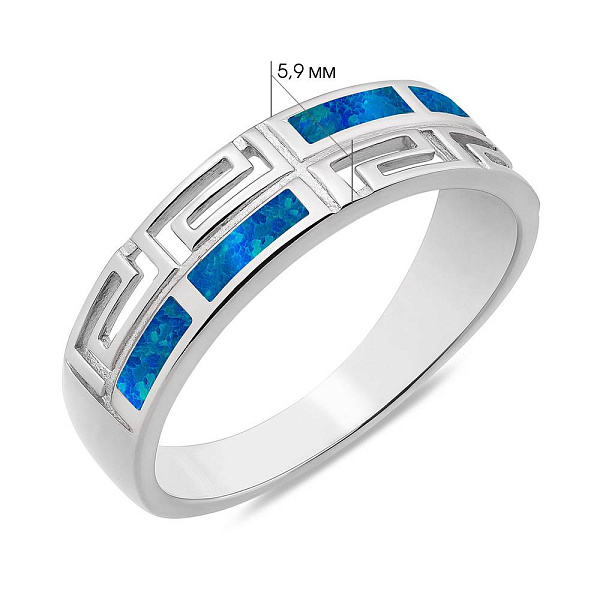 Серебряное кольцо с синим опалом (арт. 7501/8175Пос) – изображение 2
