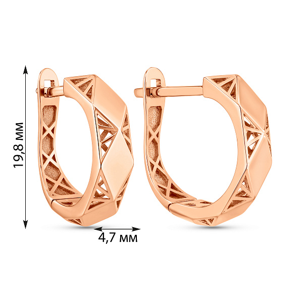 Серьги из красного золота без камней (арт. 1092213) – изображение 4