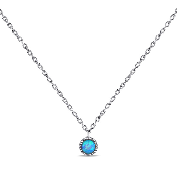 Серебряное колье с голубым опалом (арт. 7507/Кл2ОпГ/1008Ш-43) – изображение 1