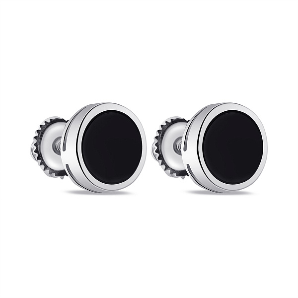 Серебряные серьги-пусеты с ониксом (арт. 7518/СК2О/1184) – изображение 1