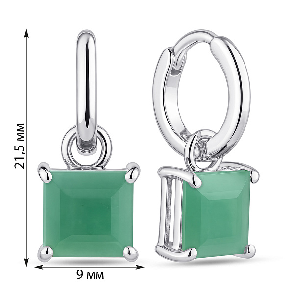 Серебряные серьги с крупным изумрудом (арт. 7502/2193838Изм) – изображение 2