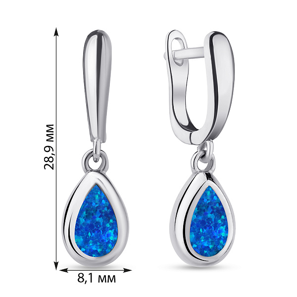 Серебряные серьги с синим опалом  (арт. 7502/3365Пос) – изображение 2