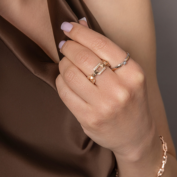 Каблучка Ланки з червоного золота з фіанітами (арт. 156855) – зображення 3