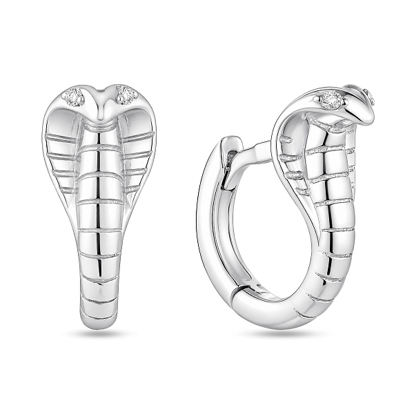 Серебряные серьги-кольца змея с фианитами (арт. 7502/10539/10) – изображение 1