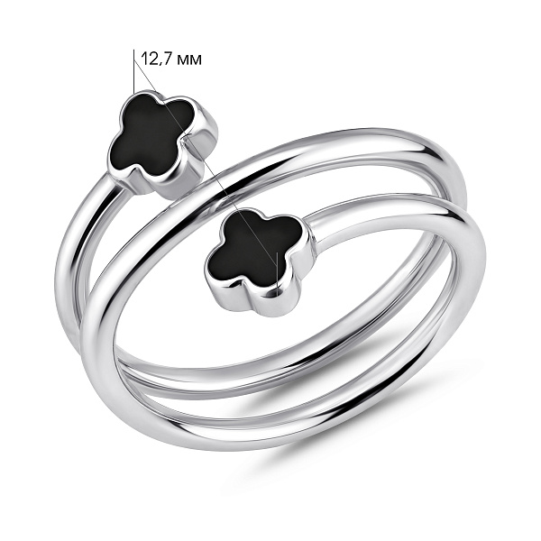 Серебряное тройное кольцо с эмалью (арт. 7501/8782еч) – изображение 2