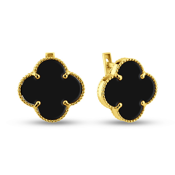 Серьги из желтого золота с ониксом (арт. 106087/15жо) – изображение 1
