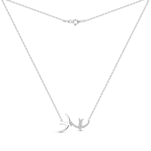 Серебряное колье Птички с фианитами (арт. 7507/2542) – изображение 2