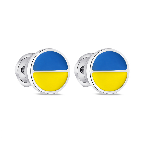 Серьги-пусеты из серебра Прапор Украины с эмалью (арт. 7518/558егжсп) – изображение 1