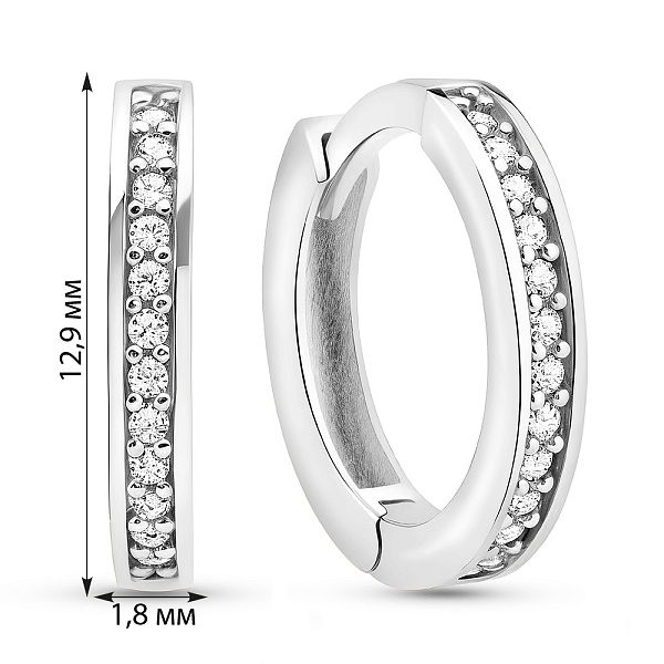 Золотые серьги-кольца с фианитами (арт. 1091011/15б) – изображение 4