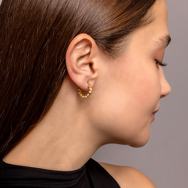 Сережки-кольца из желтого золота (арт. 107608/15ж) – изображение 3