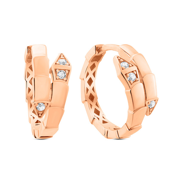 Серьги из красного золота с фианитами (арт. 1091718/20) – изображение 1