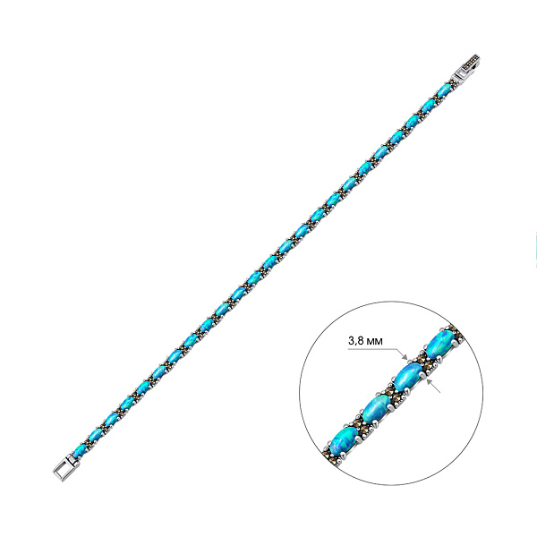 Серебряный браслет с опалом (арт. 7409/4835мркПог) – изображение 2