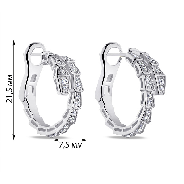 Серьги-кольца серебряные с фианитами (арт. 7502/4700) – изображение 4
