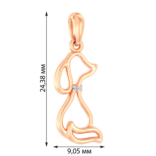 Золота підвіска Собачка з фіанітами (арт. 440612) – зображення 2