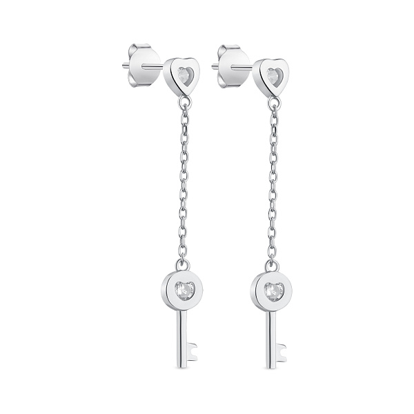 Серебряные серьги "Ключик" с фианитами (арт. 7518/6302) – изображение 1