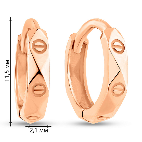 Серьги-кольца из красного золота (арт. 109807/15) – изображение 4