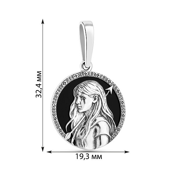 Серебряный кулон Стрелец с ониксом (арт. 7903/2490ост) – изображение 2