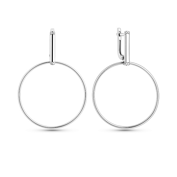 Серьги-подвески из белого золота с фианитами (арт. 110603б) – изображение 1