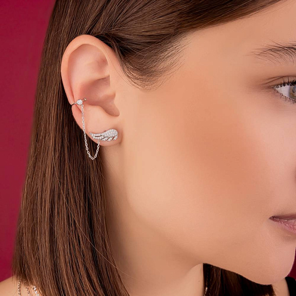 Серьги из серебра с фианитами (арт. 7518/С2Ф/1417) – изображение 2