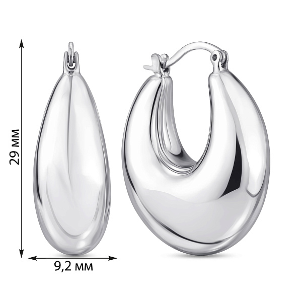 Серебряные серьги без камней (арт. 7502/10124/25) – изображение 2
