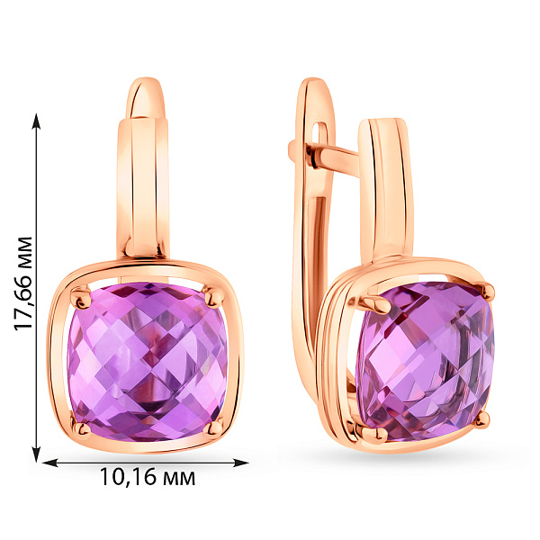 Серьги из красного золота с кварцем (арт. 111156ПфГ) – изображение 3