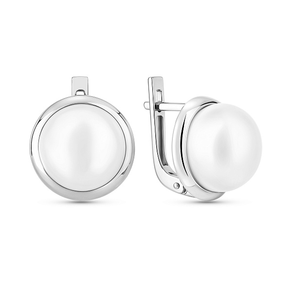 Серьги из белого золота с жемчугом (арт. 115900б) – изображение 1