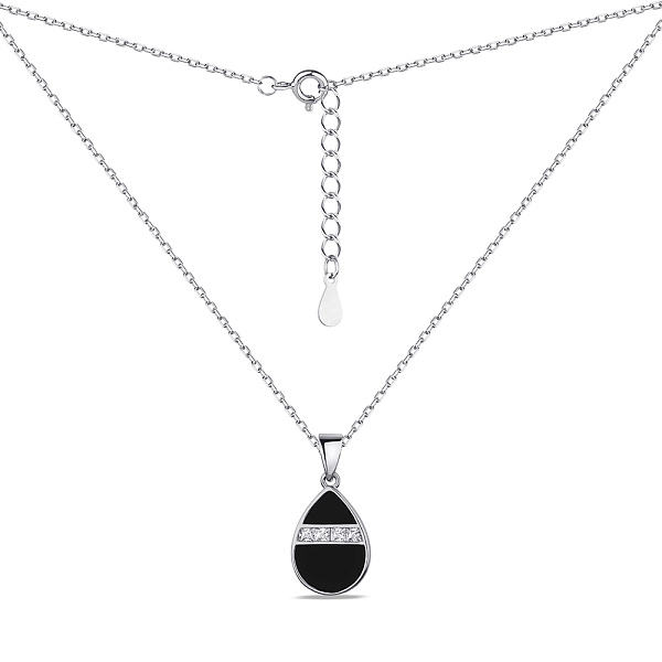 Серебряное колье с ониксом и фианитами (арт. 7507/2176о) – изображение 2